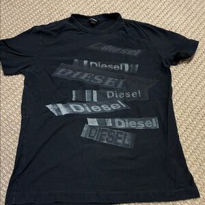 Diesel Men's Dark Tee with Graphic Accents